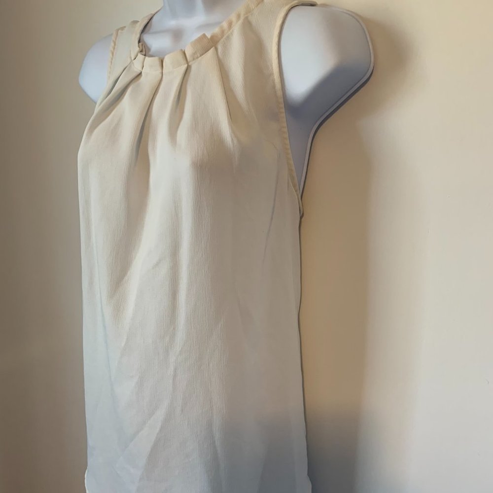 Ann Taylor Ruched Neck Tank Ivory Size M